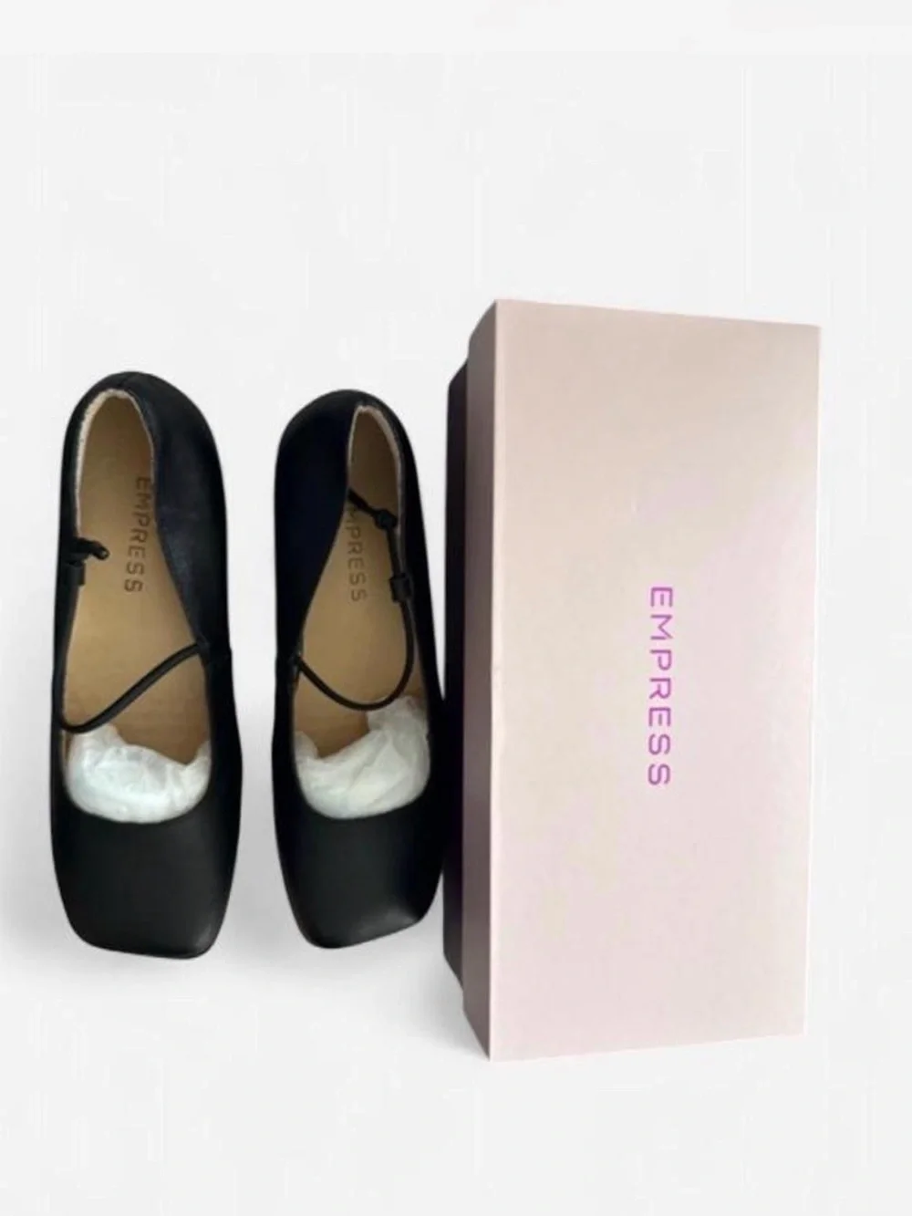 Empress Black Square-Toe Mary Jane Flats -w Extra set of insoles